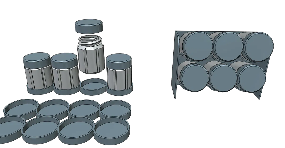 Bộ Hộp Đựng và Giá Kệ Gia Vị 3D Đa Năng - In Không Cần Support - Image 1