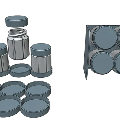 Bộ Hộp Đựng và Giá Kệ Gia Vị 3D Đa Năng - In Không Cần Support