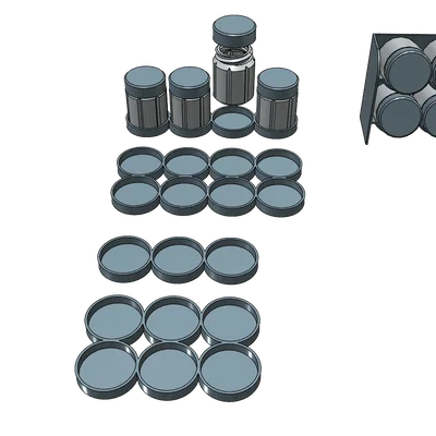 Bộ Hộp Đựng và Giá Kệ Gia Vị 3D Đa Năng - In Không Cần Support