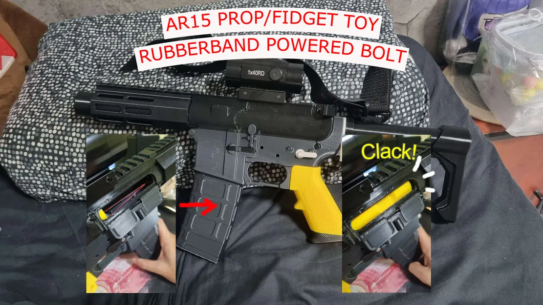Mô hình AR-15 Fidget Toy | Bolt Catch hoạt động bằng dây thun - Image 1