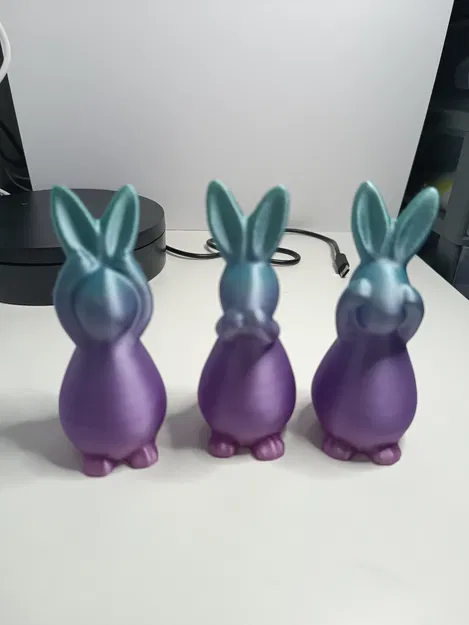 Bộ ba chú thỏ phong cách trang trí 3D - Không thấy không nghe không nói - Image 1