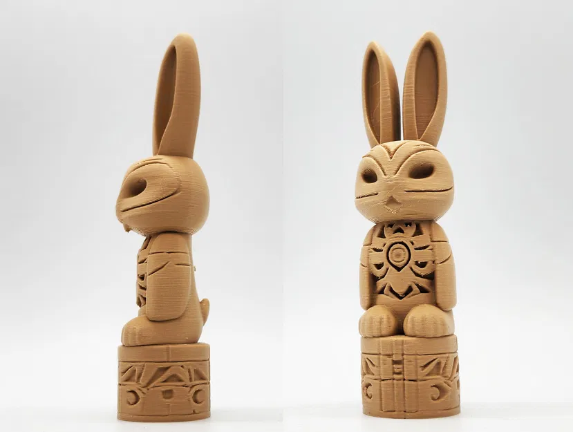 Mô hình Bunny Totem Pole – Tượng thỏ trang trí phong cách gỗ độc đáo - Image 1