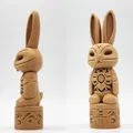 Mô hình Bunny Totem Pole – Tượng thỏ trang trí phong cách gỗ độc đáo - Thumbnail 1