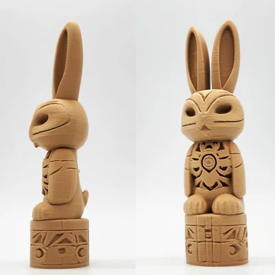Mô hình Bunny Totem Pole – Tượng thỏ trang trí phong cách gỗ độc đáo