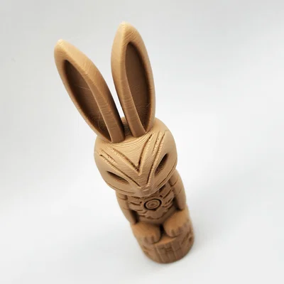 Mô hình Bunny Totem Pole – Tượng thỏ trang trí phong cách gỗ độc đáo