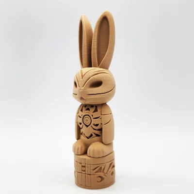 Mô hình Bunny Totem Pole – Tượng thỏ trang trí phong cách gỗ độc đáo
