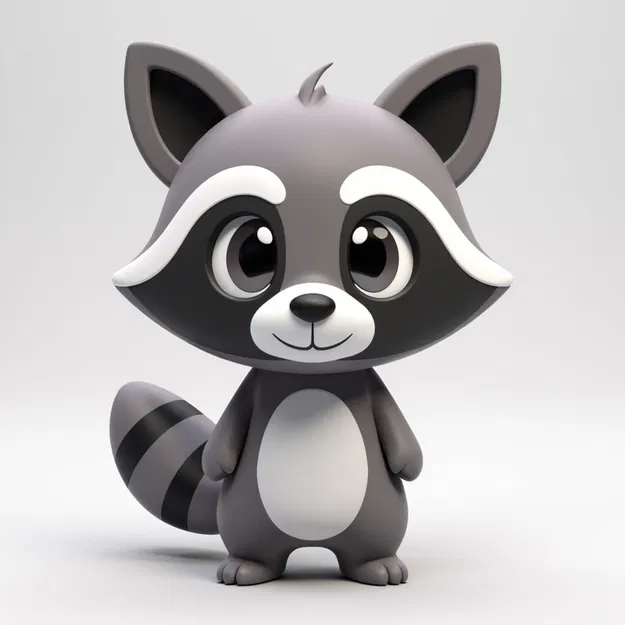 Mô hình chú gấu mèo Racoon 3D đáng yêu để bàn trang trí - Image 1