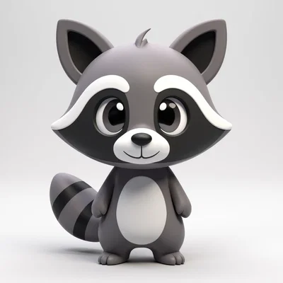 Mô hình chú gấu mèo Racoon 3D đáng yêu để bàn trang trí