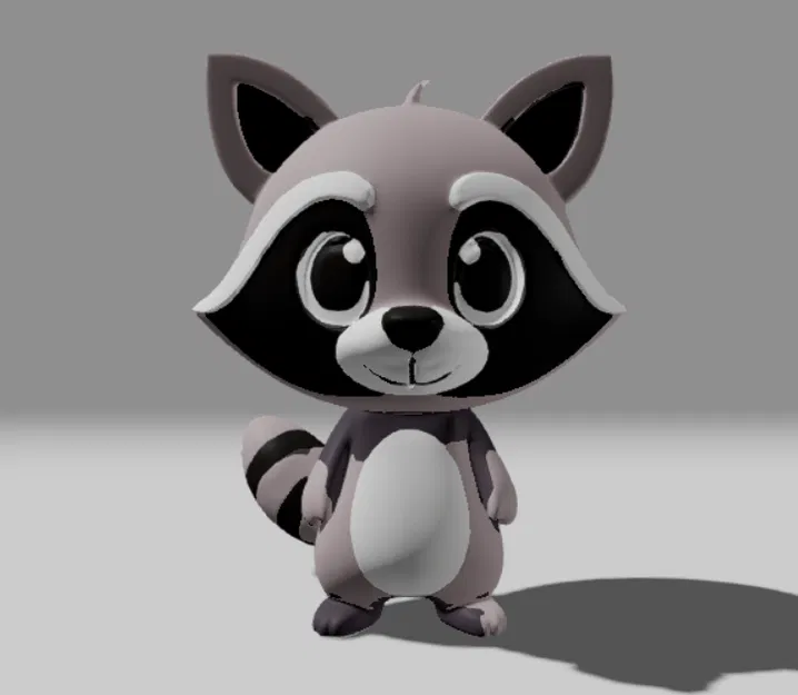 Mô hình chú gấu mèo Racoon 3D đáng yêu để bàn trang trí - Image 2