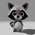 Mô hình chú gấu mèo Racoon 3D đáng yêu để bàn trang trí - Thumbnail 2