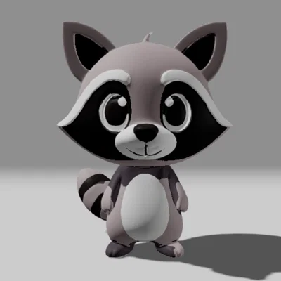 Mô hình chú gấu mèo Racoon 3D đáng yêu để bàn trang trí