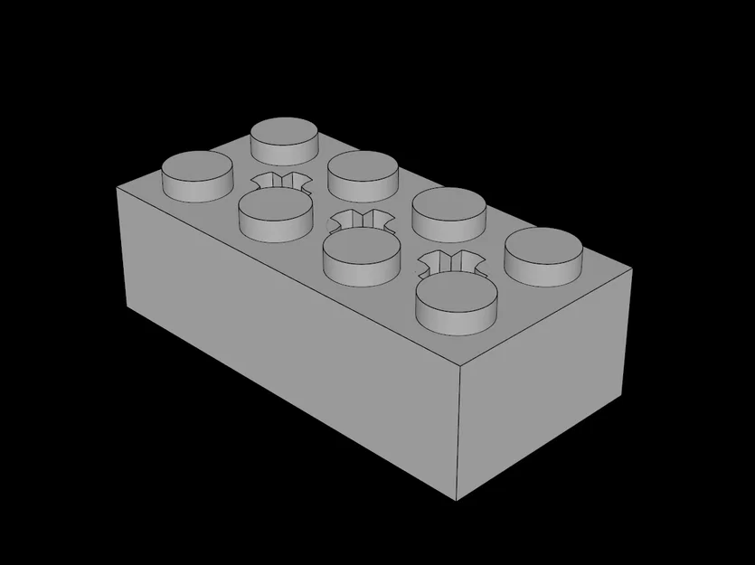 Mô hình gạch Lego 2x4 tích hợp 3 lỗ trục in 3D - Image 1