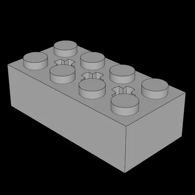 Mô hình gạch Lego 2x4 tích hợp 3 lỗ trục in 3D