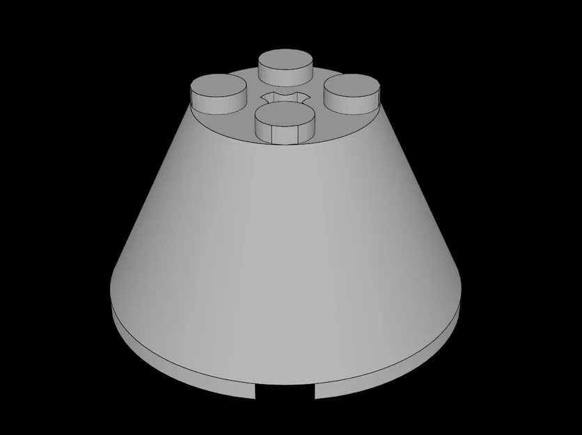Mô hình nón 4x4x2 tương thích Lego có lỗ trục (Axlehole) - STL - Image 1