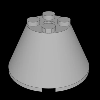 Mô hình nón 4x4x2 tương thích Lego có lỗ trục (Axlehole) - STL