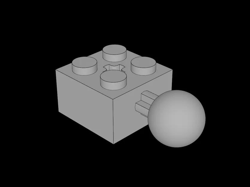 Mảnh ghép gạch Lego 2x2 có khớp nối cầu (Ball Joint) in 3D - Image 1