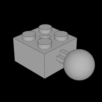 Mảnh ghép gạch Lego 2x2 có khớp nối cầu (Ball Joint) in 3D