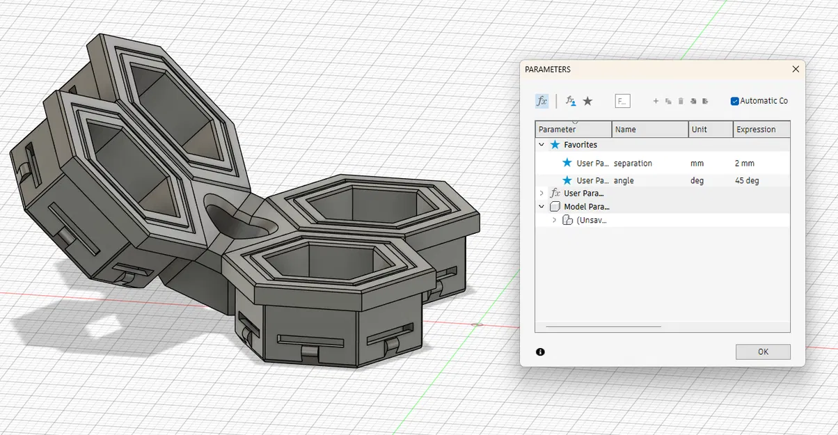 Khớp nối góc Parametric cho Honeycomb Storage Wall kèm lỗ bắt vít (Fusion 360) - Image 4