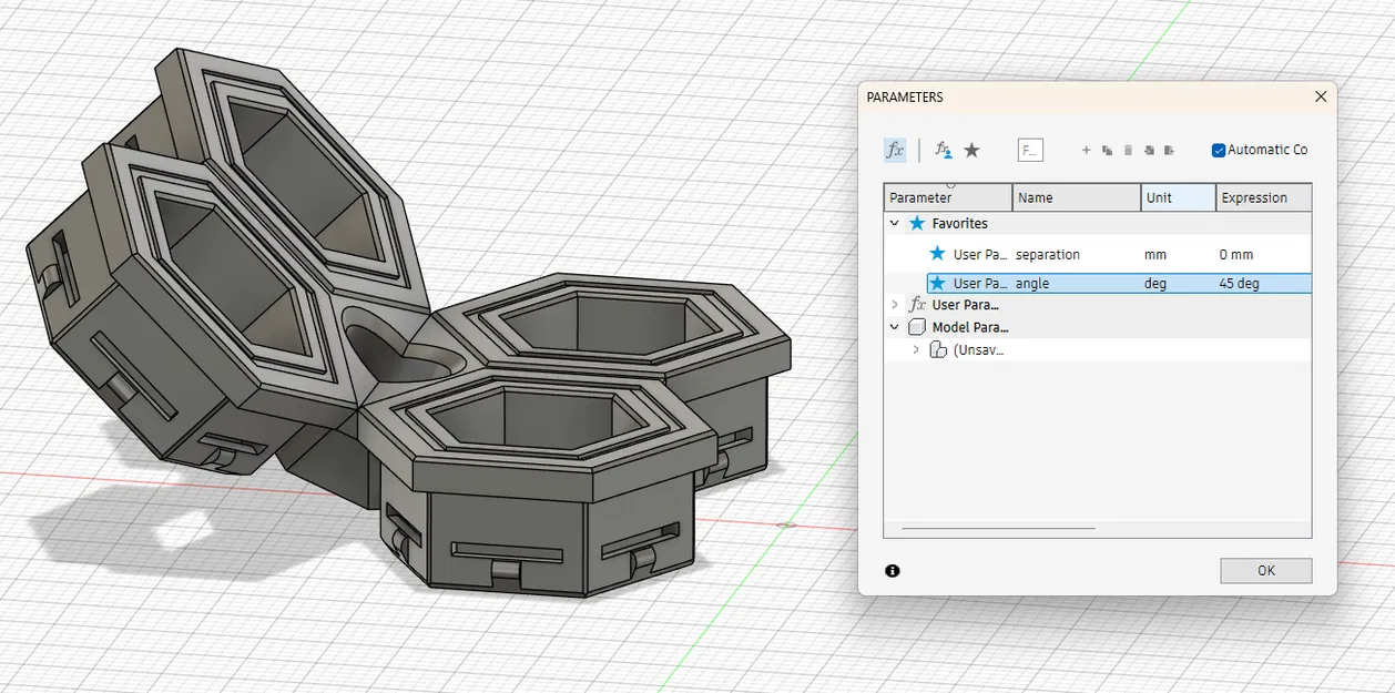 Khớp nối góc Parametric cho Honeycomb Storage Wall kèm lỗ bắt vít (Fusion 360) - Image 6