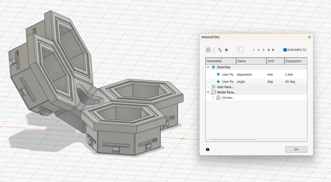 Khớp nối góc Parametric cho Honeycomb Storage Wall kèm lỗ bắt vít (Fusion 360) - Image 7