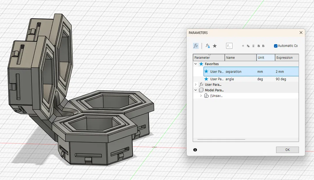 Khớp nối góc Parametric cho Honeycomb Storage Wall kèm lỗ bắt vít (Fusion 360) - Image 8