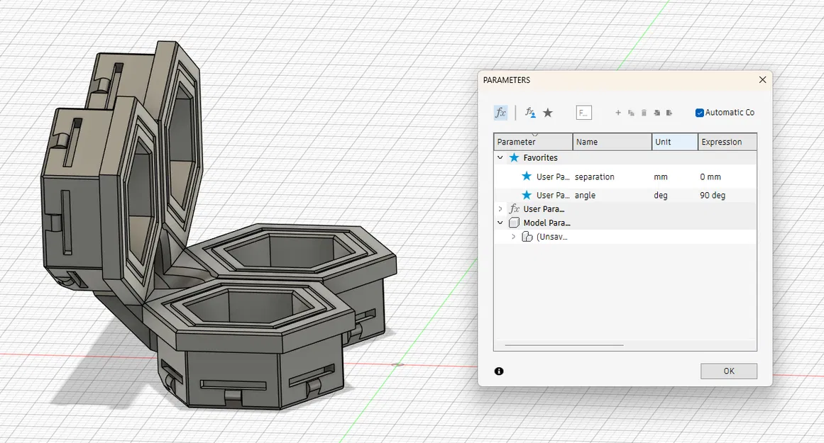Khớp nối góc Parametric cho Honeycomb Storage Wall kèm lỗ bắt vít (Fusion 360) - Image 9