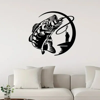 Mẫu tranh 3D treo tường hình ngư dân và cá chép nghệ thuật