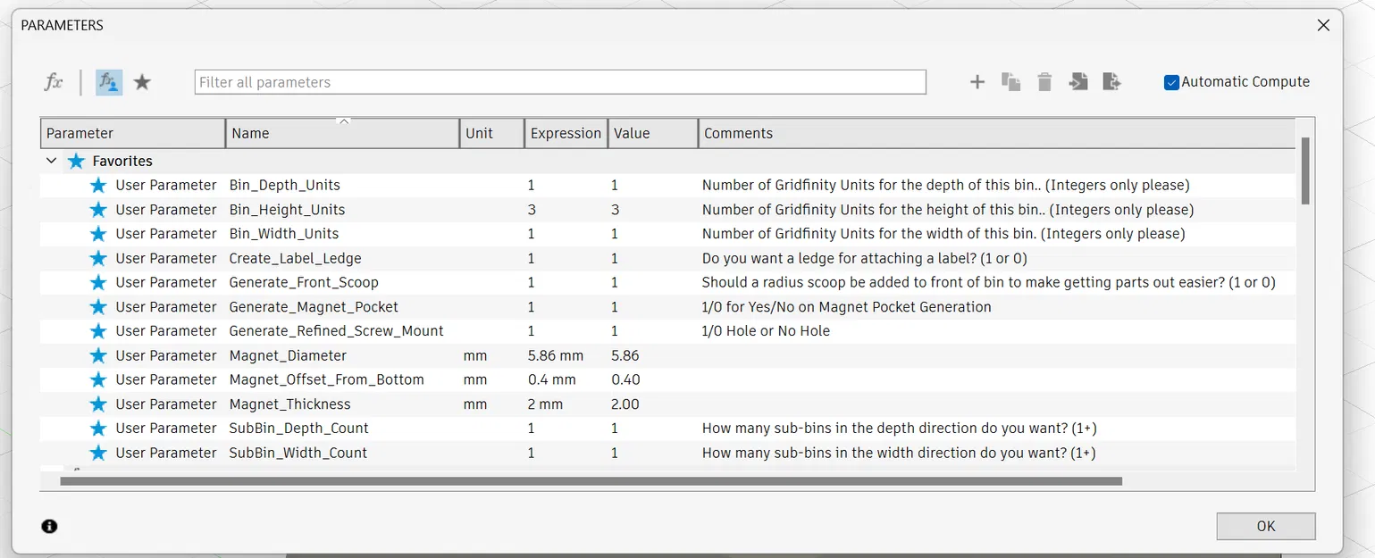 Gridfinity Refined: Khay đựng tham số có vách ngăn và kệ dán nhãn - Image 3