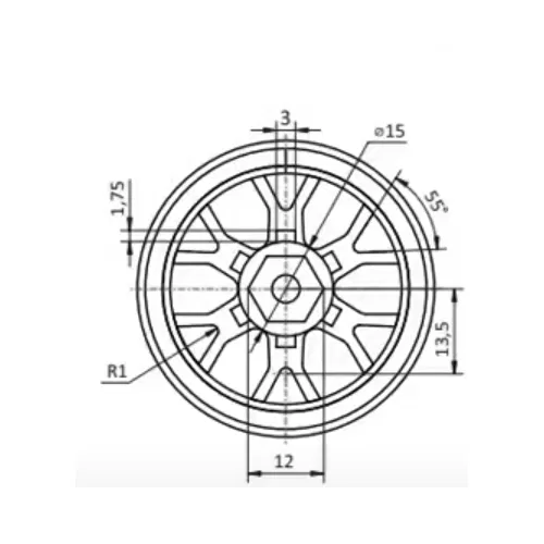 Mâm xe RC 1:10 (Rim 47x25) chuẩn Hex 12mm - Thiết kế in 3D chi tiết - Image 4