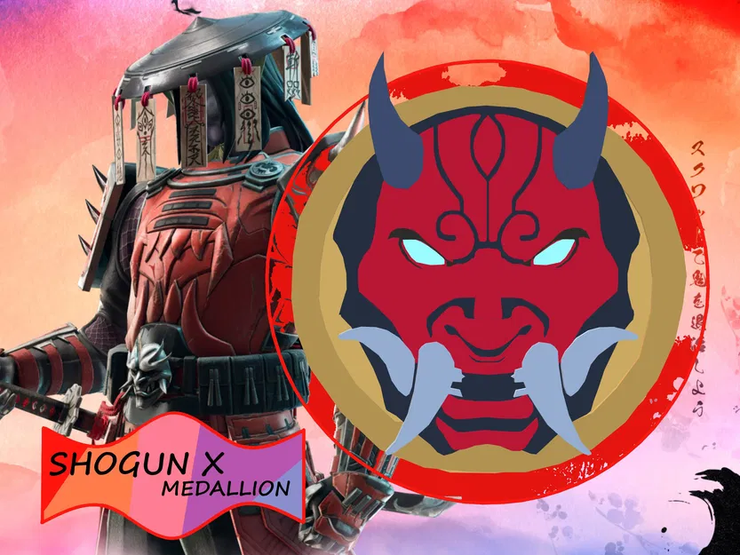 Mô hình 3D huy chương Fortnite Medallion (Shogun X) chi tiết - Image 1