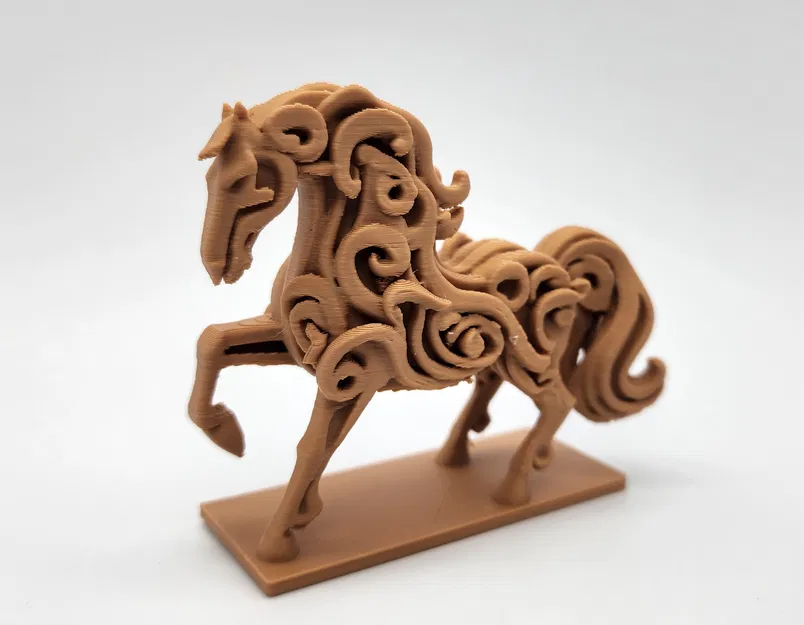 Mô hình Ngựa chạm khắc gỗ (Wood-Carved Horse) - Image 1