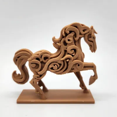 Mô hình Ngựa chạm khắc gỗ (Wood-Carved Horse)