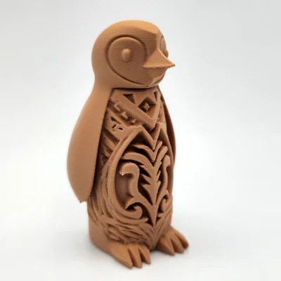 Mô hình Totem chim cánh cụt phong cách gỗ