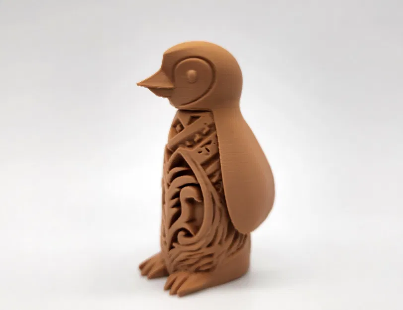 Mô hình Totem chim cánh cụt phong cách gỗ - Image 2