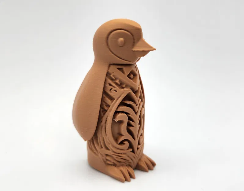 Mô hình Totem chim cánh cụt phong cách gỗ - Image 5