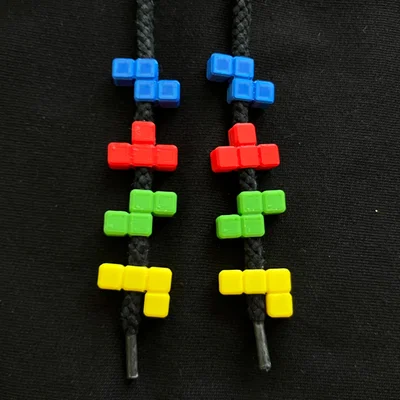 Phụ kiện trang trí dây giày hình khối Tetris in 3D đầy màu sắc