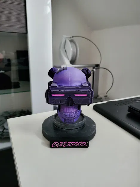 Mô hình đầu lâu phong cách Cyberpunk (trưng bày) - Image 4