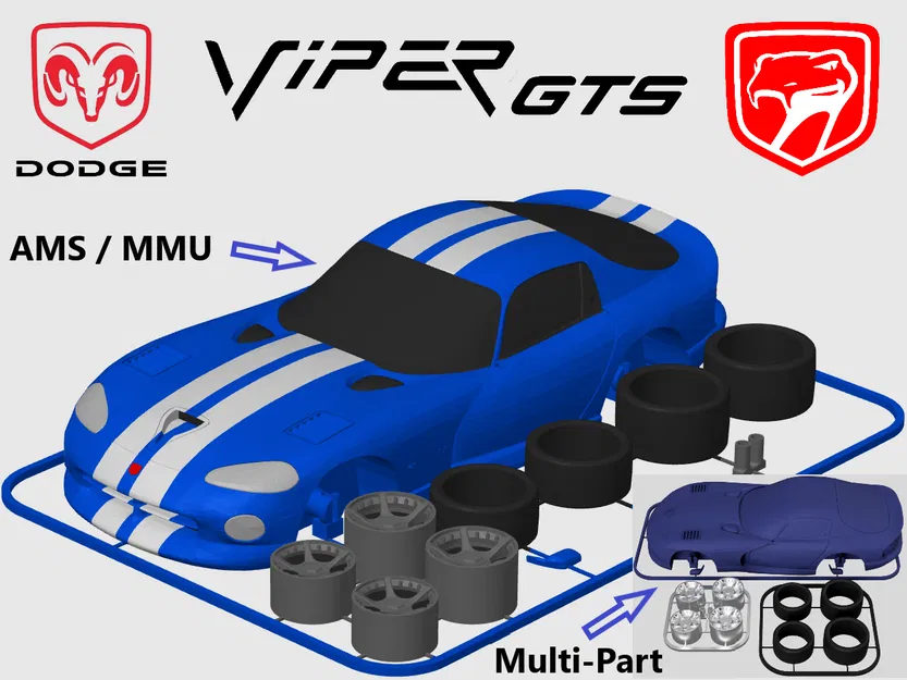 Mô hình Kit Card Dodge Viper GTS Coupé (SR II) (Tỷ lệ 1:24) - Image 1