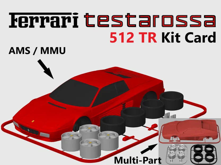 Mô hình Ferrari Testarossa Kit Card (phiên bản phim Miami Vice và Wolf of Wall Street) - Image 1