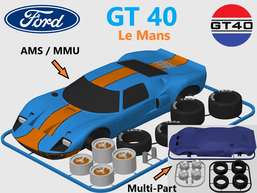 Mô hình Ford GT 40 (Le Mans) Kit Card (Tỷ lệ 1:24) - Image 1