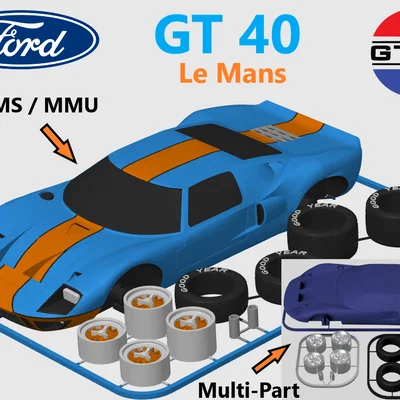 Mô hình Ford GT 40 (Le Mans) Kit Card (Tỷ lệ 1:24)