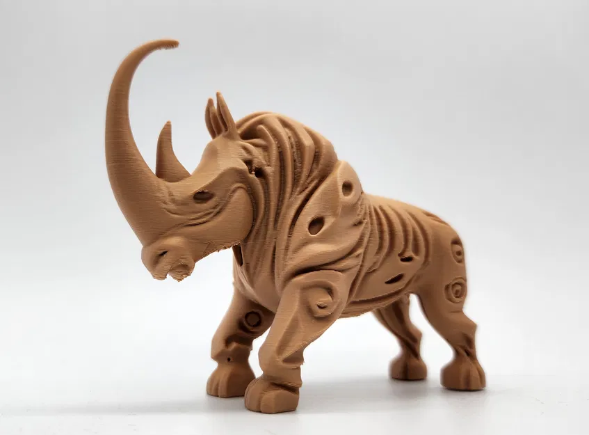 Mô hình Tê giác lông mượt phong cách chạm khắc gỗ - Image 1