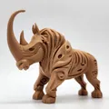 Mô hình Tê giác lông mượt phong cách chạm khắc gỗ - Thumbnail 1