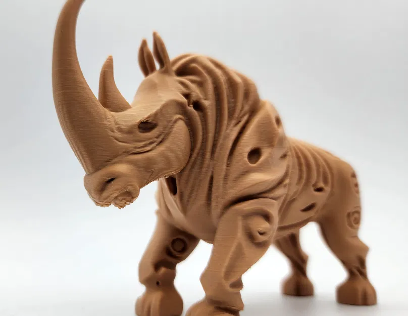Mô hình Tê giác lông mượt phong cách chạm khắc gỗ - Image 2