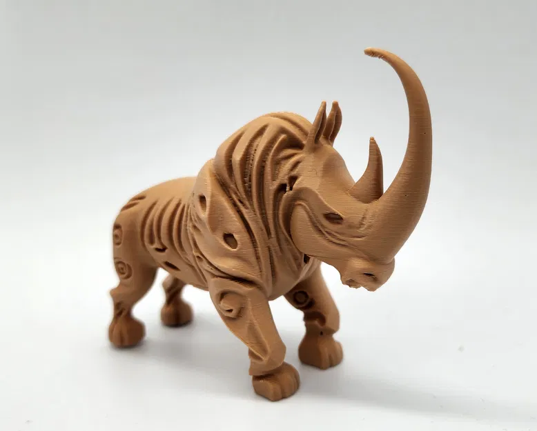 Mô hình Tê giác lông mượt phong cách chạm khắc gỗ - Image 3