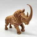 Mô hình Tê giác lông mượt phong cách chạm khắc gỗ - Thumbnail 3