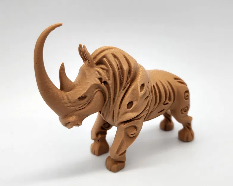 Mô hình Tê giác lông mượt phong cách chạm khắc gỗ - Image 7