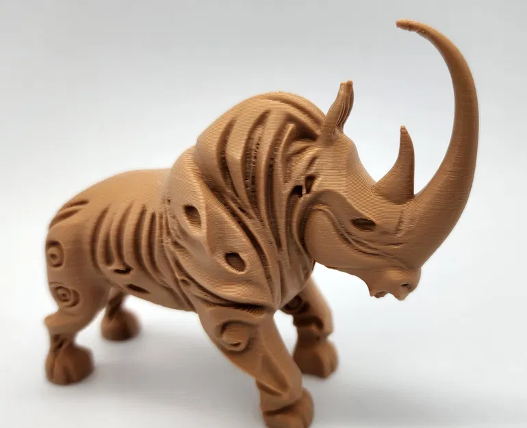 Mô hình Tê giác lông mượt phong cách chạm khắc gỗ - Image 9