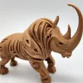 Mô hình Tê giác lông mượt phong cách chạm khắc gỗ - Thumbnail 9