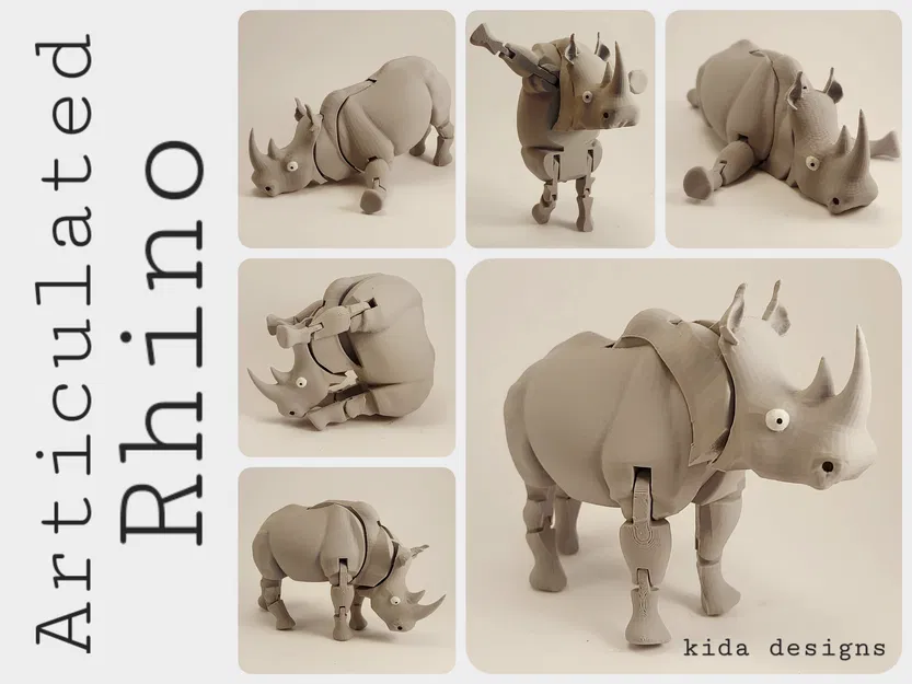 Tê giác khớp nối (Articulated Rhino) - In nguyên khối - Image 1